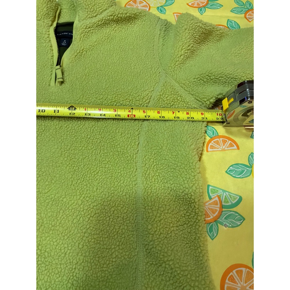 Lands' End Fleece Pullover Womens Small S 6-8 Lime Green 1/4 Zip Sherpa Top - Picture 4 of 6